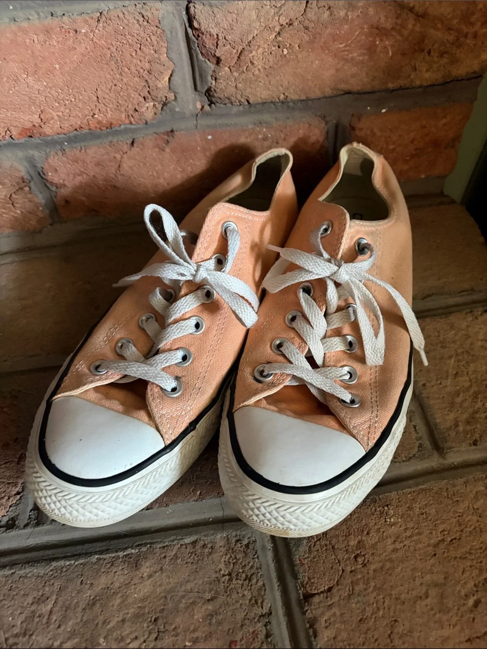 Converse Peach Canvas Low-Top Sneakers